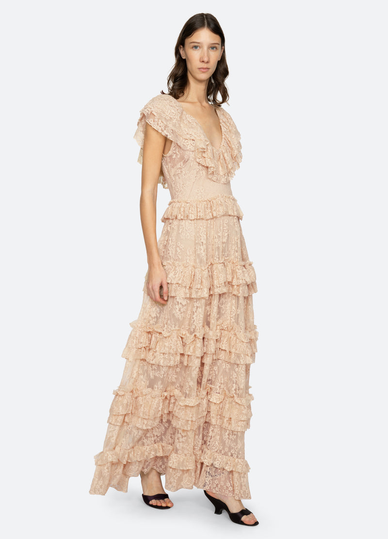 khaki-sharleen dress-walking view - 15