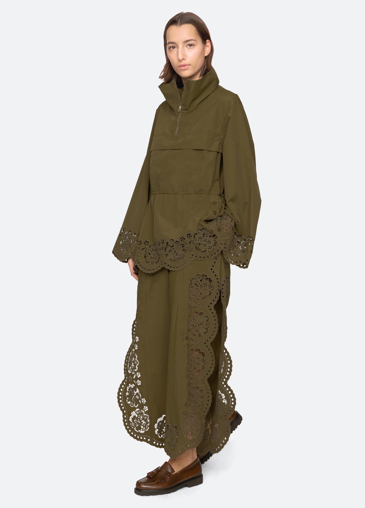 olive-vittoria jacket-full body view - 7