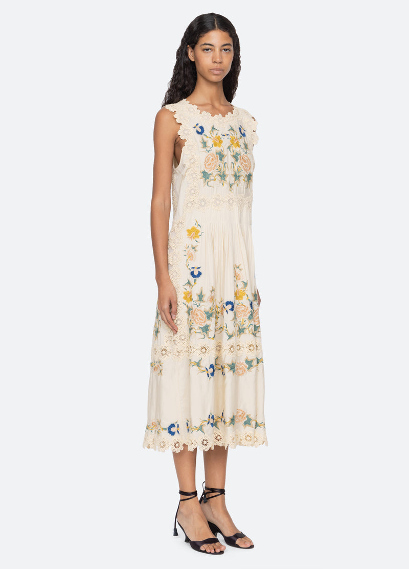 cream-adonna dress-three quarter view - 5