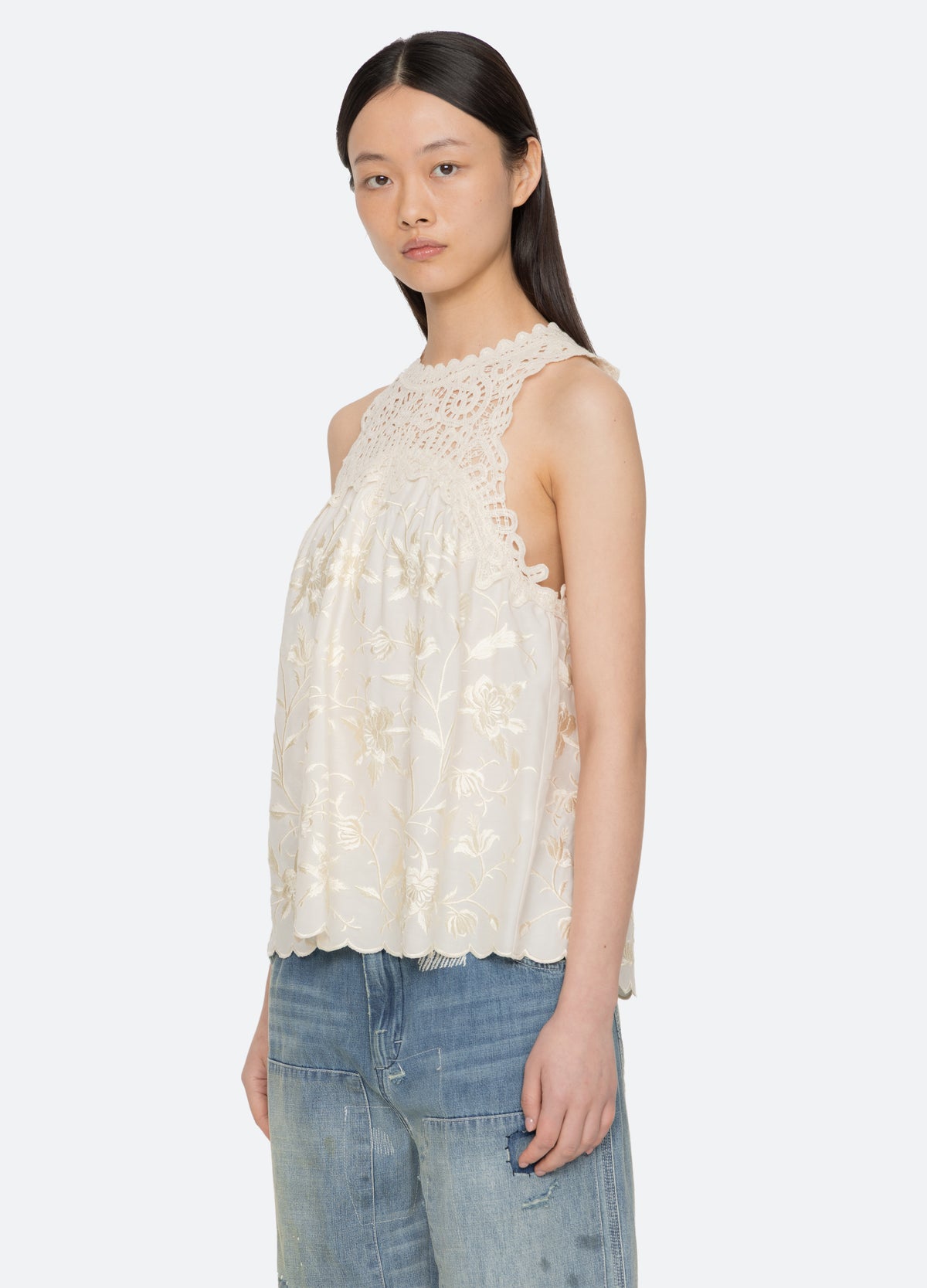 cream-alina tank-three quarter view - 4