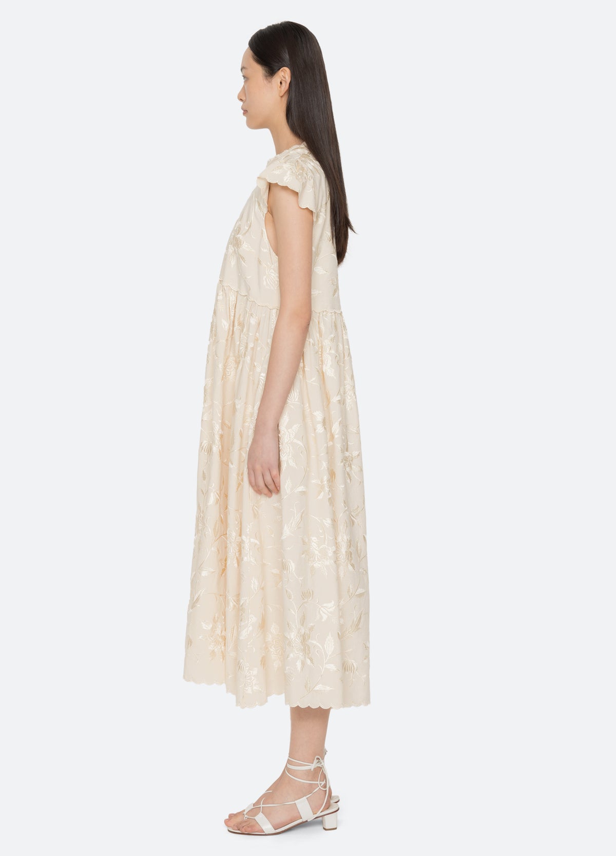 cream-alina dress-side view - 3