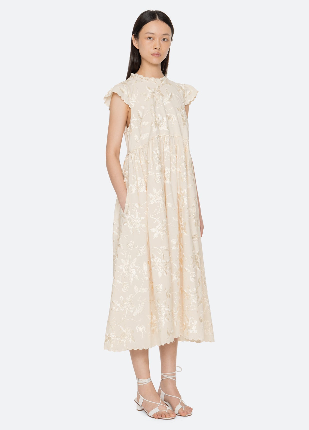 cream-alina dress-three quarter view - 4