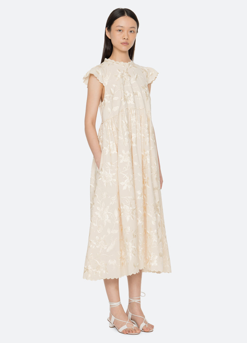 cream-alina dress-three quarter view - 4
