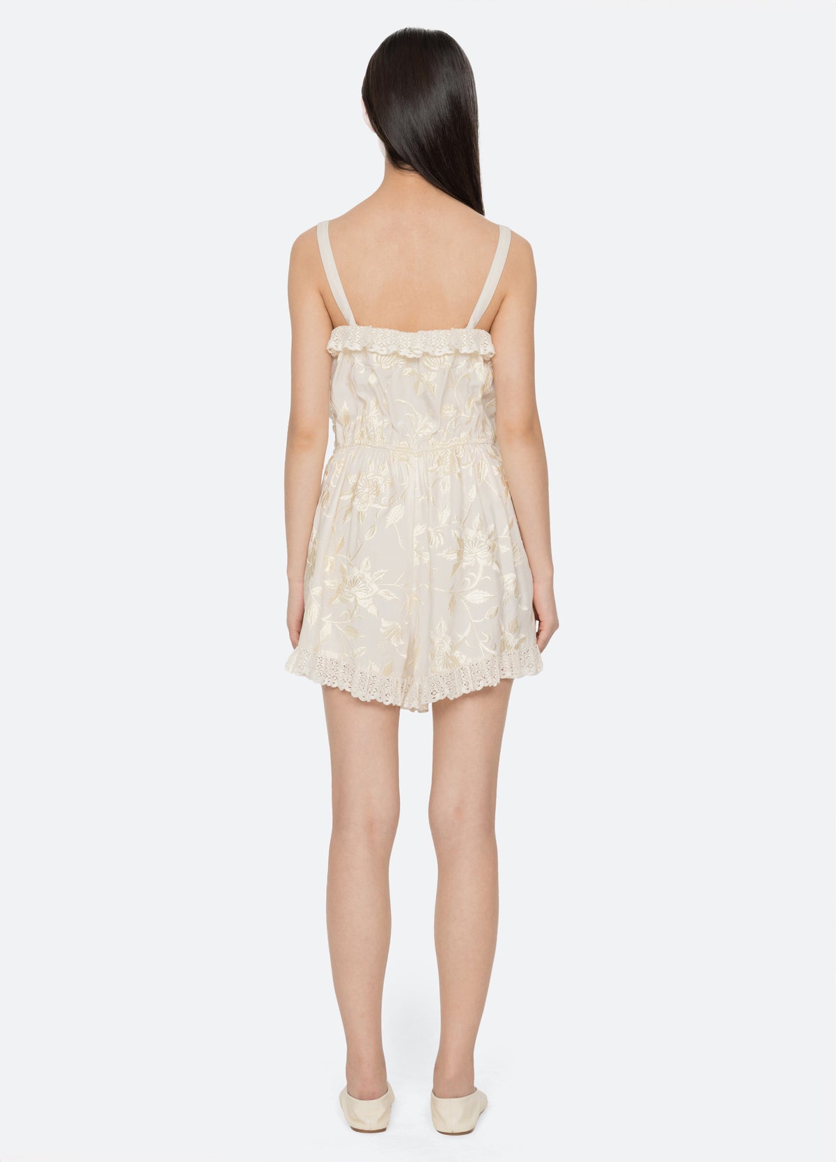 cream-alina romper-back view - 3