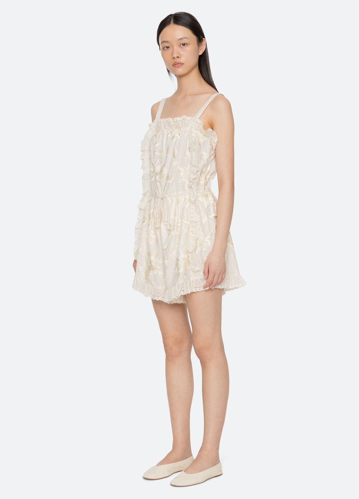 cream-alina romper-three quarter view - 5