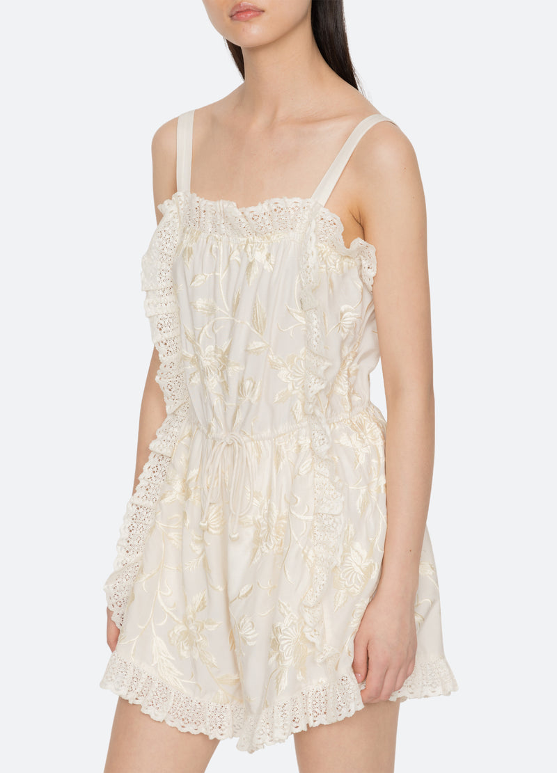 Sea Alina Lace Romper in Cream