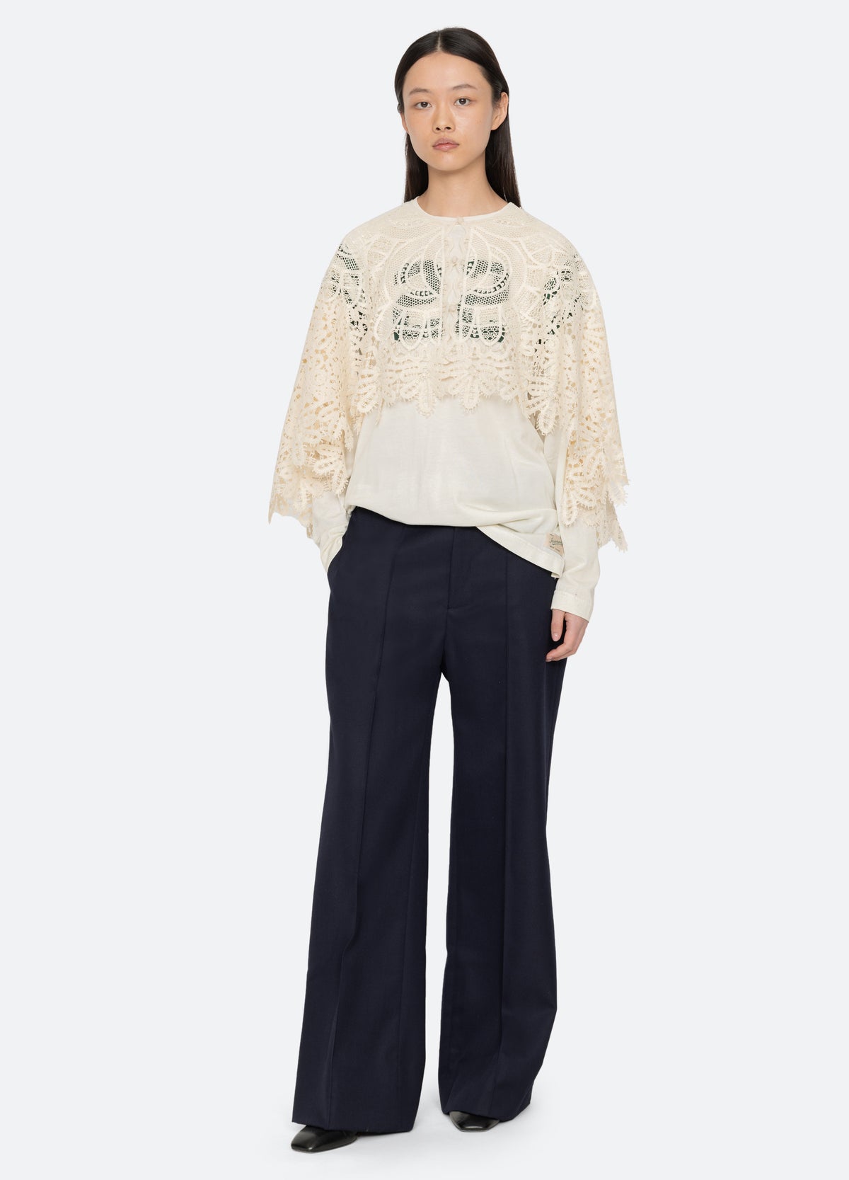 cream-alina cape-full body view - 8