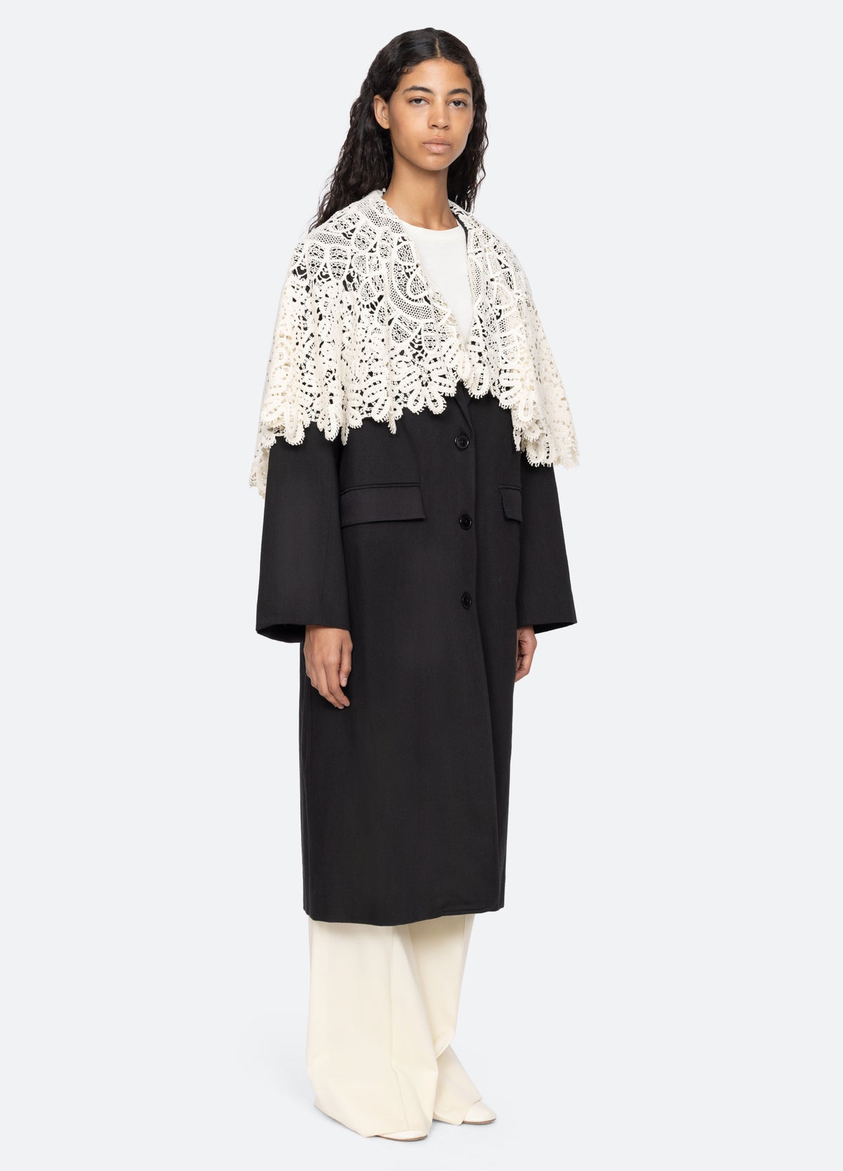 black-alina coat-three quarter view - 5