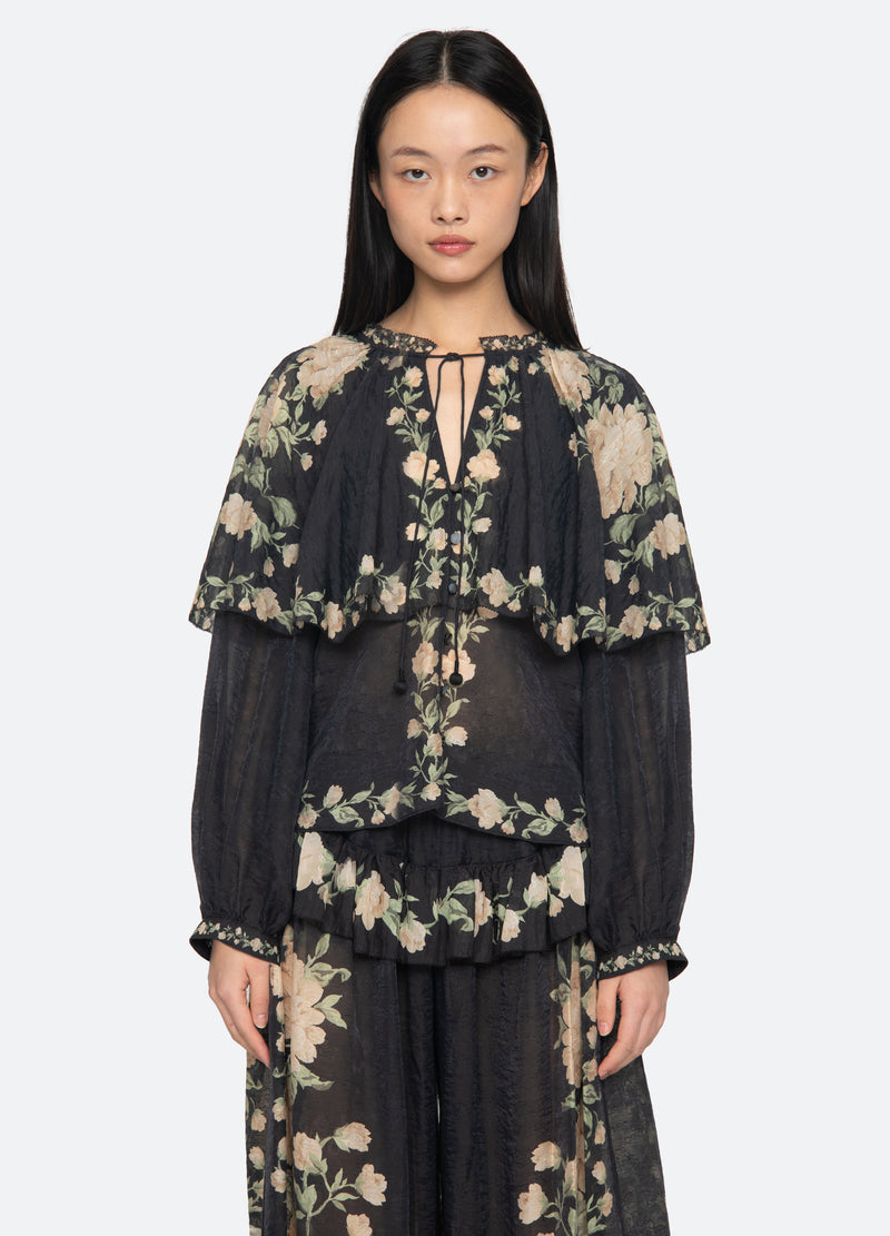 black-christina blouse-front view - 2