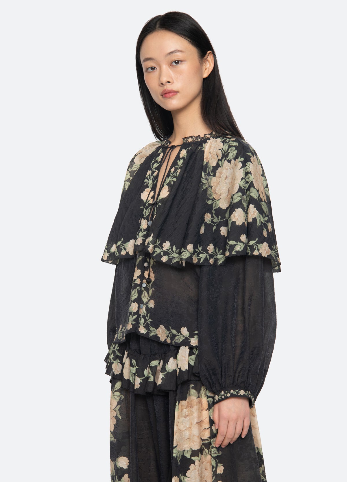 black-christina blouse-three quarter view - 6