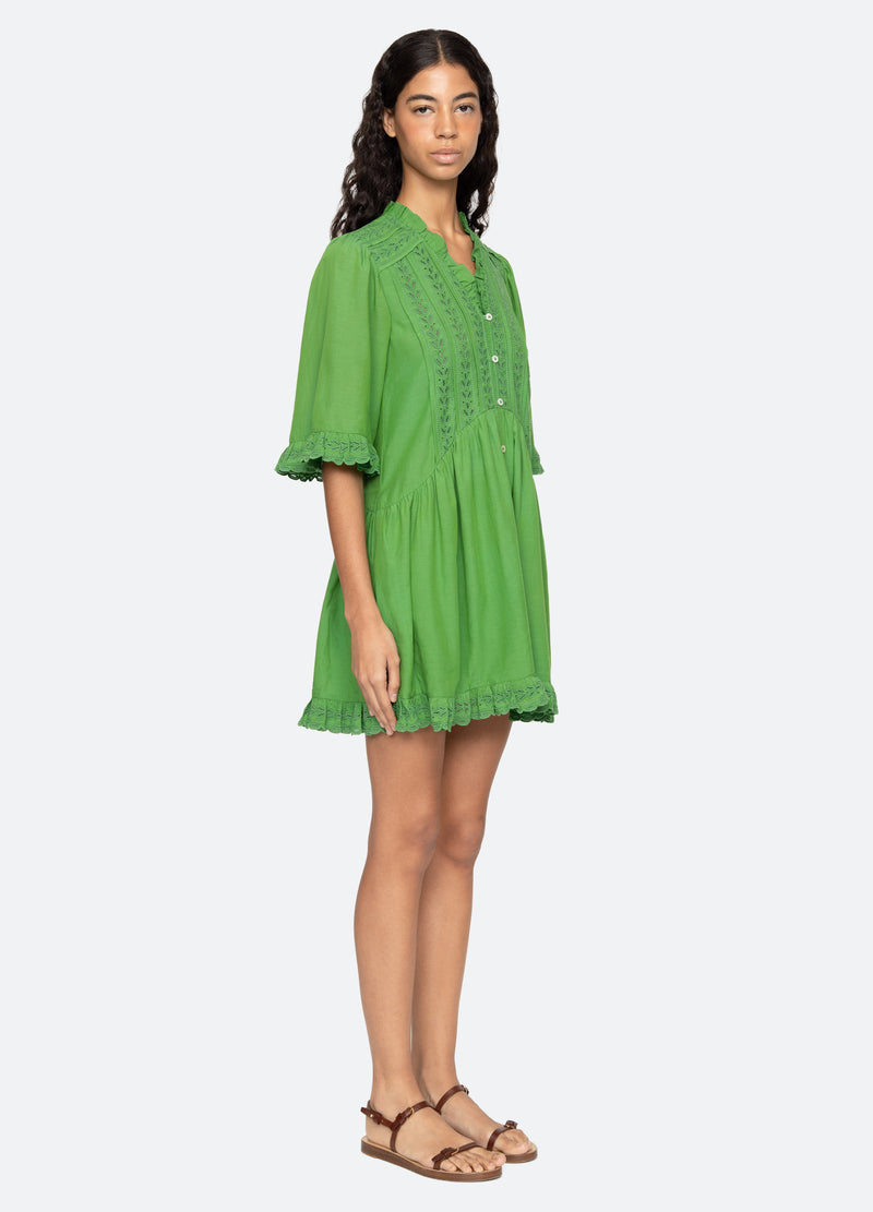 green-eliza mini dress-three quarter view - 4