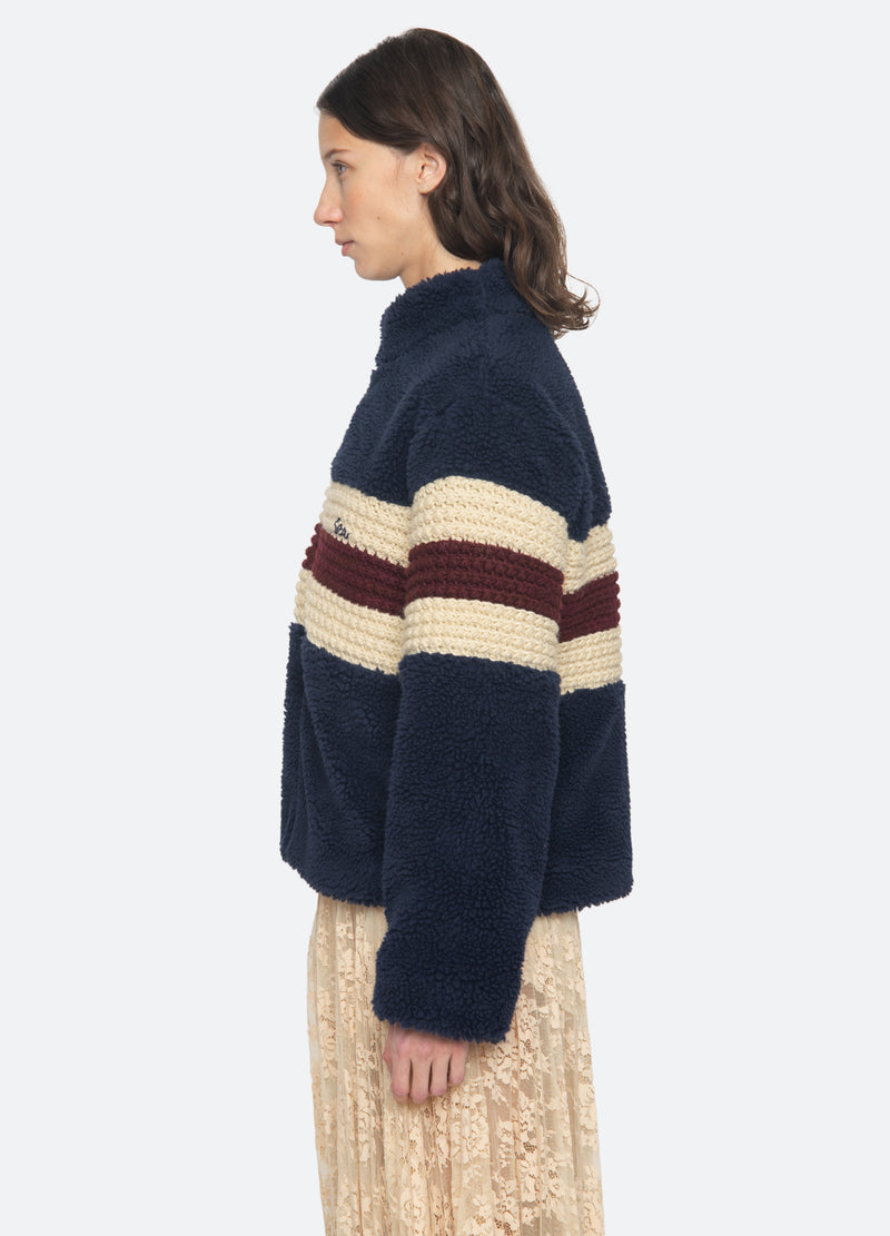 navy-georgie fleece jacket-side view - 4