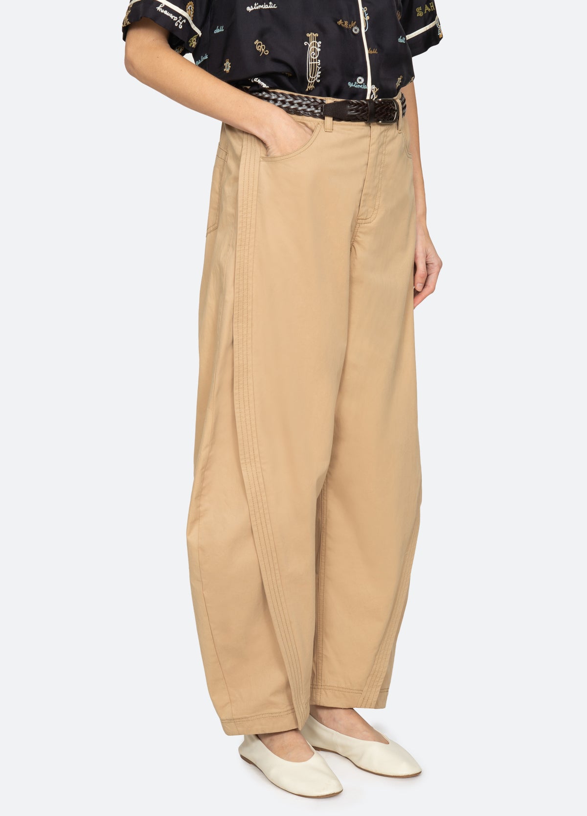 khaki-odessa pants-three quarter view - 5