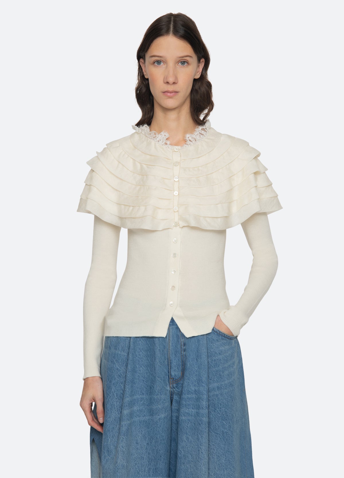 cream-wanda cardigan-front view - 2