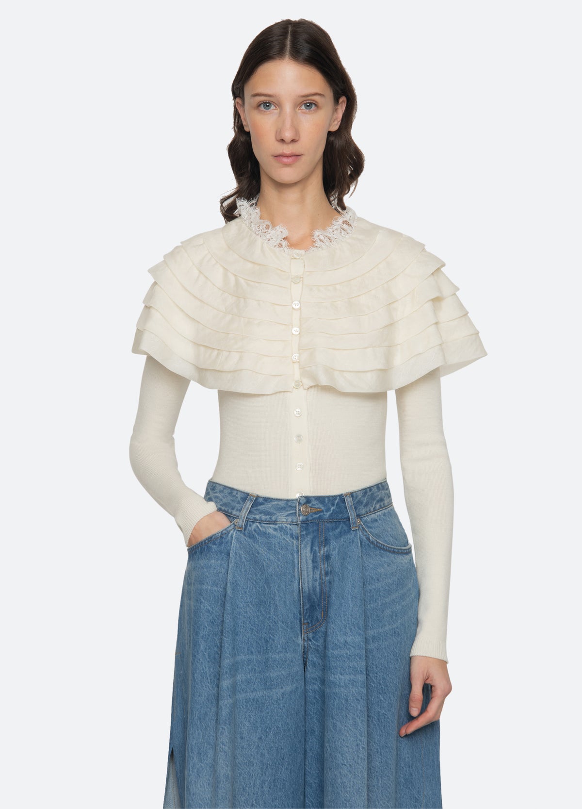 cream-wanda cardigan-front view 2 - 6
