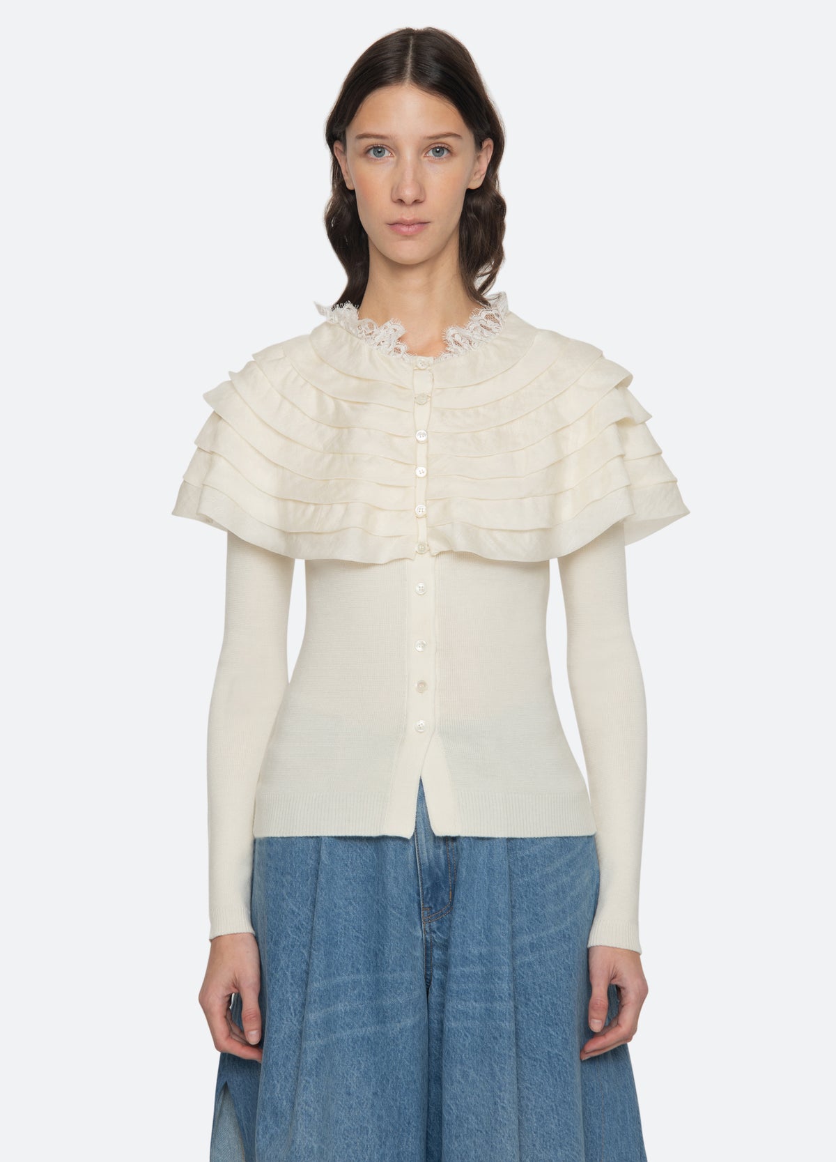 cream-wanda cardigan-front view 3 - 7