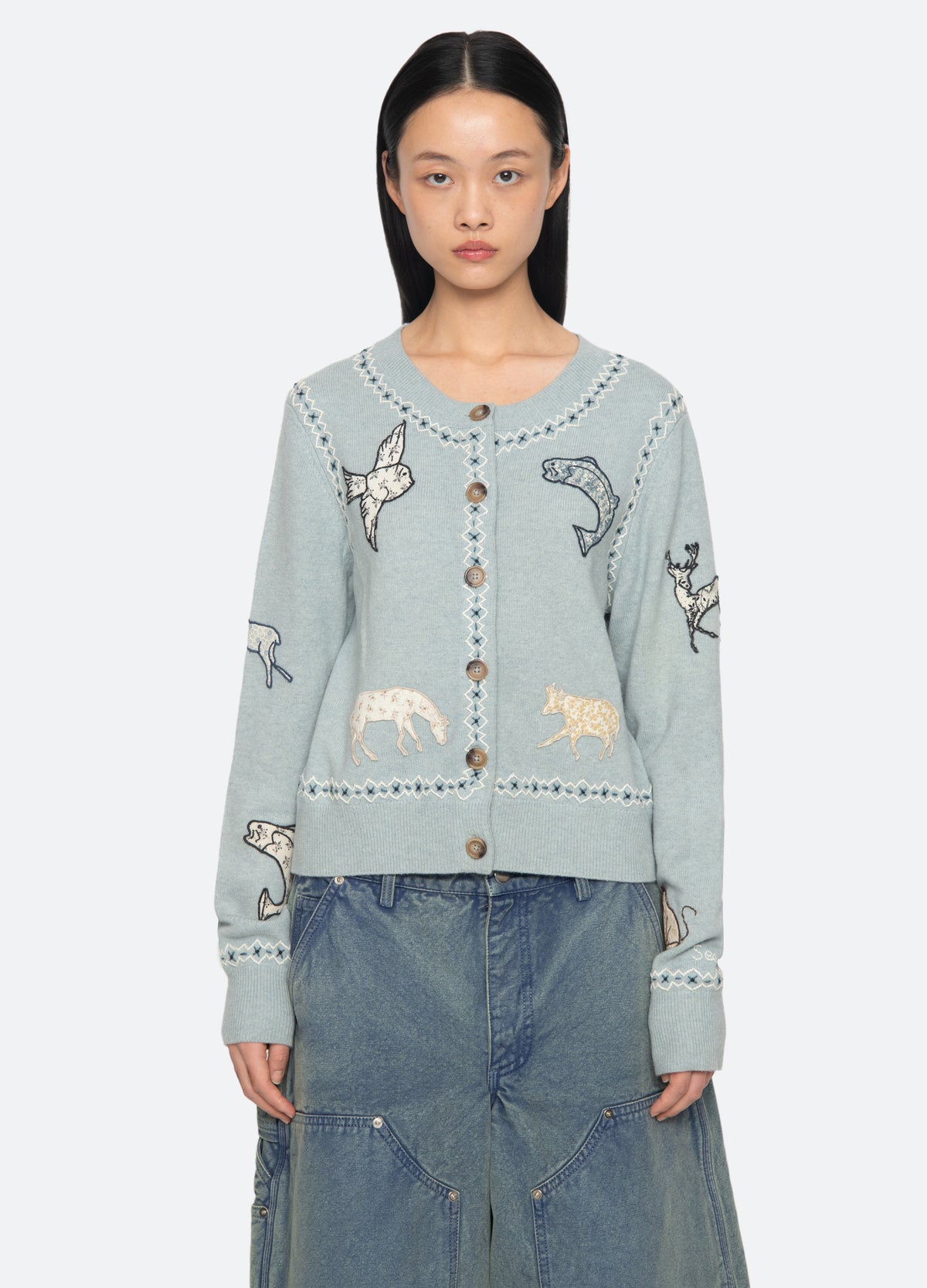 blue-winslow cardigan-front view 2 - 7