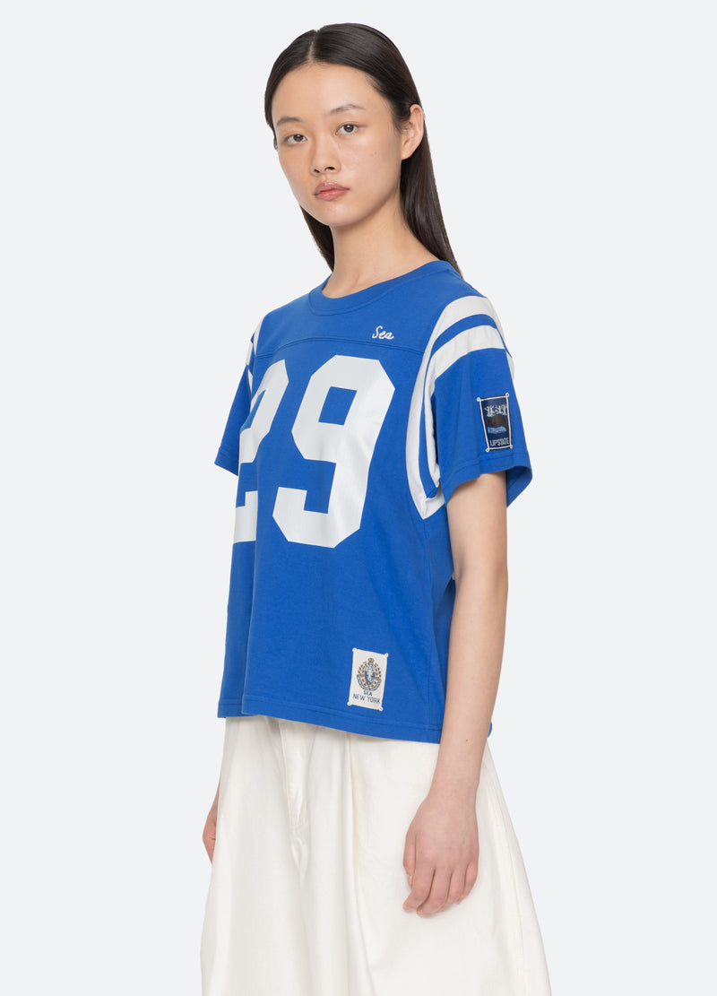 blue-georgie tee-three quarter view - 5