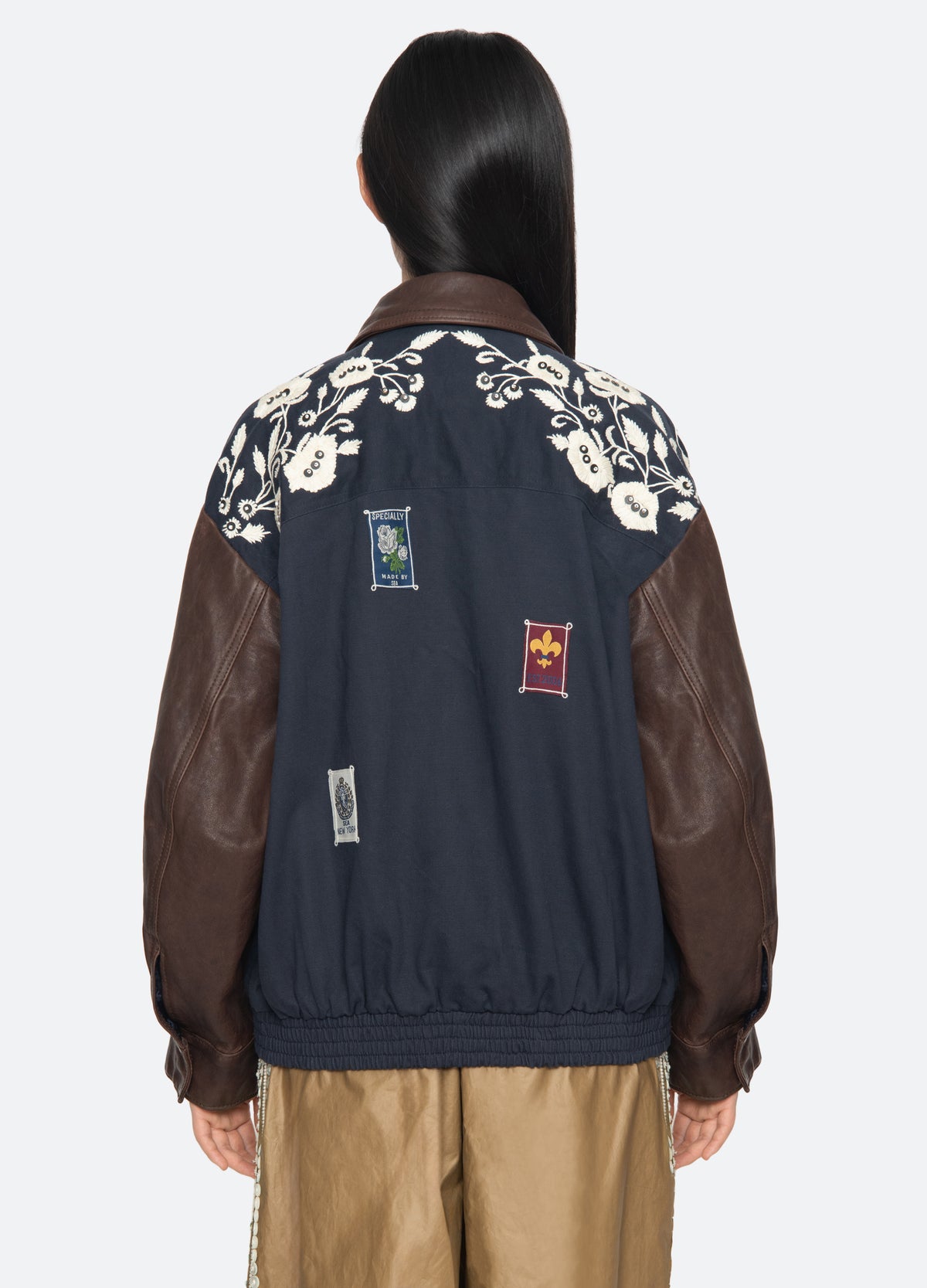 navy-georgie combo jacket-back view - 3