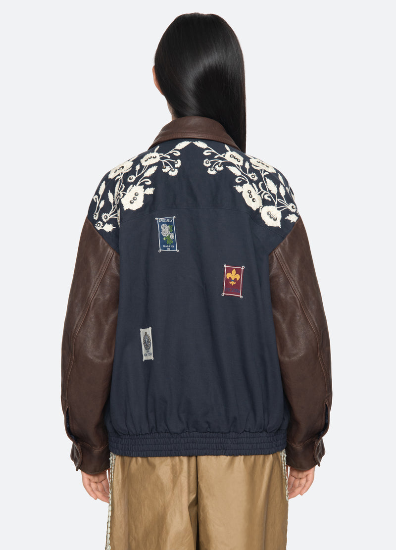 navy-georgie combo jacket-back view - 3