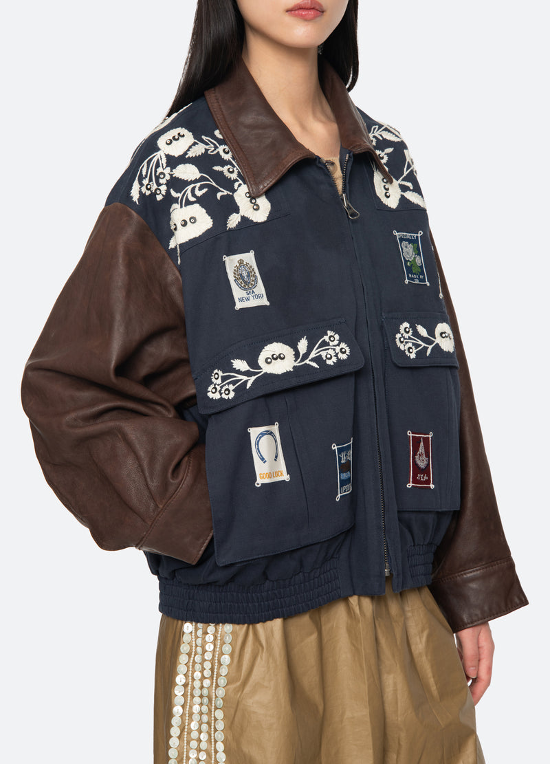navy-georgie combo jacket-detail view - 8