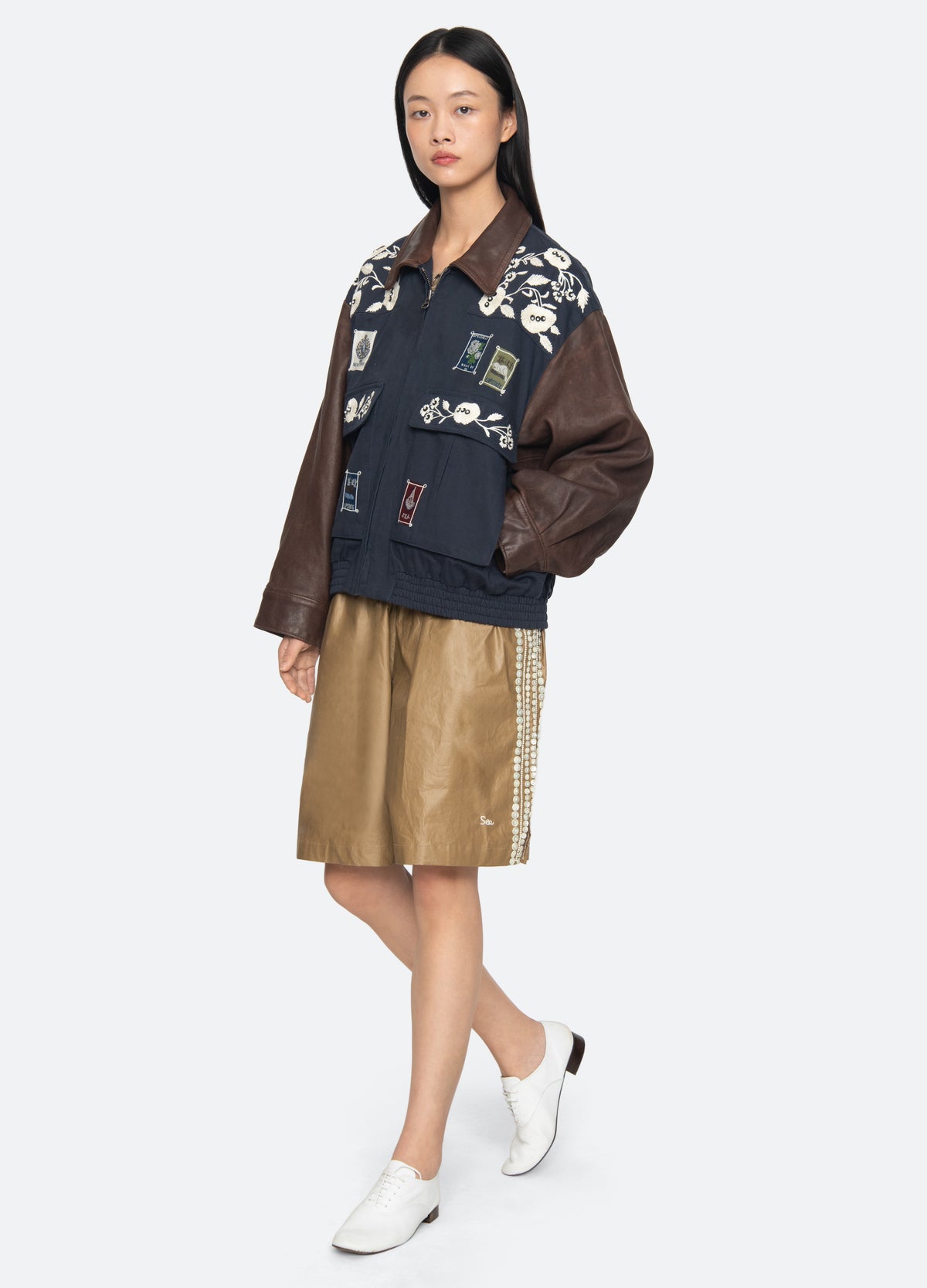 navy-georgie combo jacket-full body view - 9