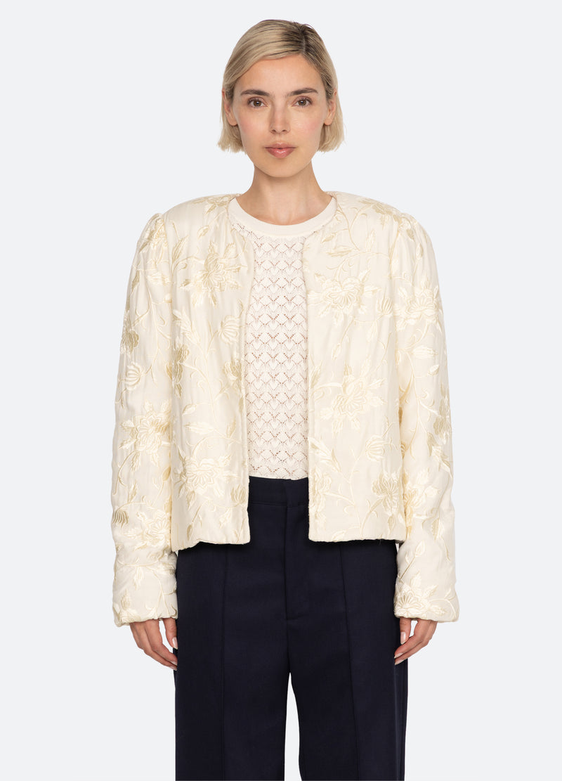 cream-alina emb jacket-front view 2 - 6