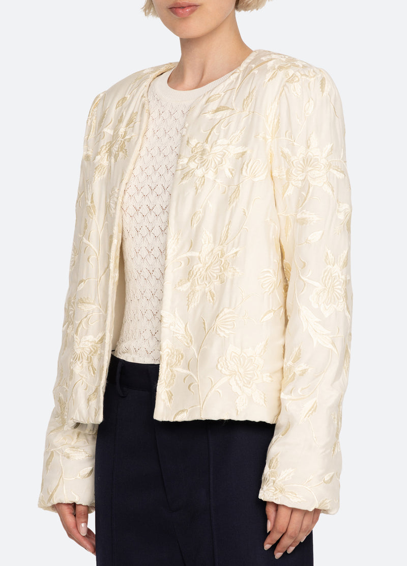cream-alina emb jacket-detail view - 7