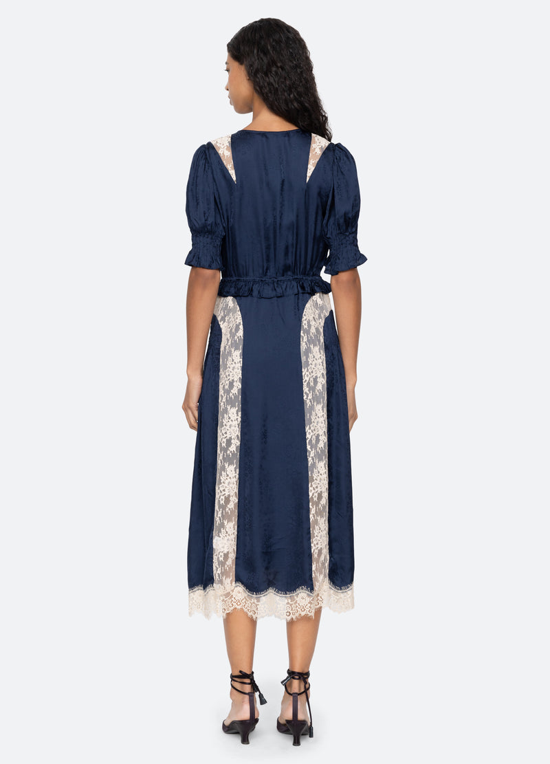 navy-ethel midi dress-back view - 2
