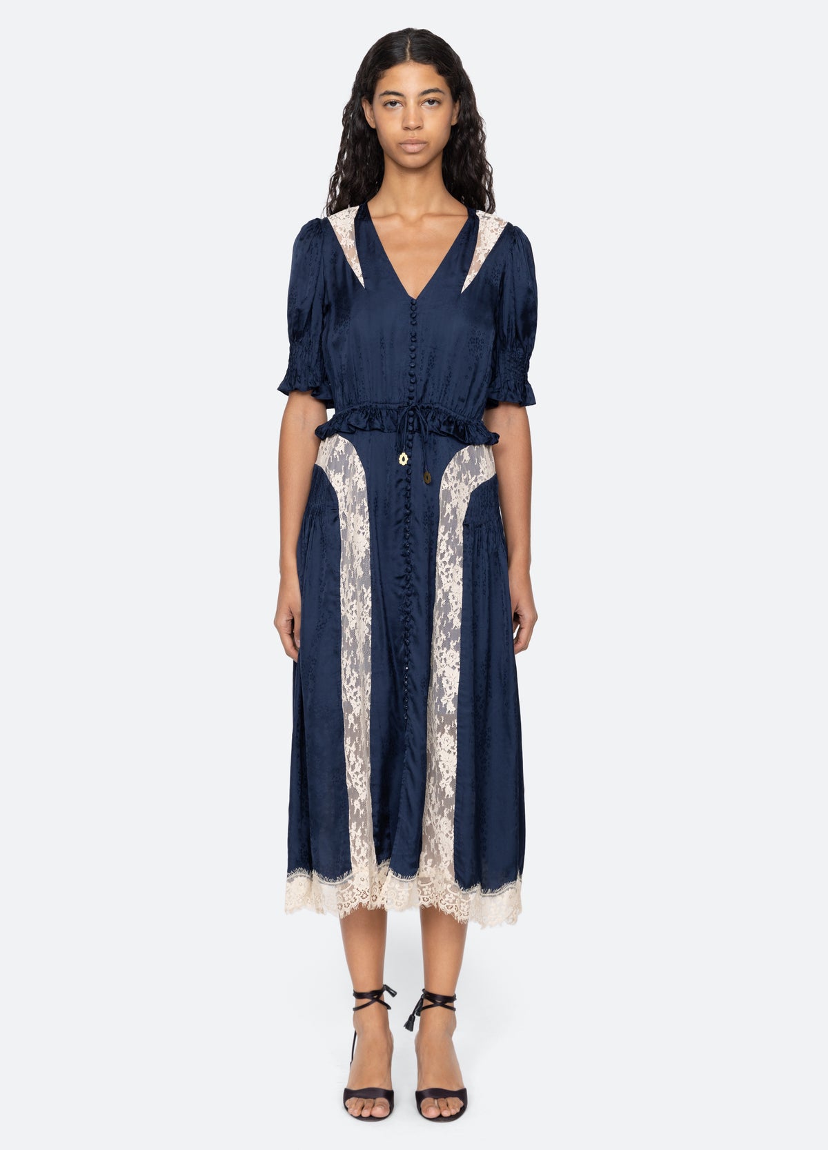 navy-ethel midi dress-front view - 5
