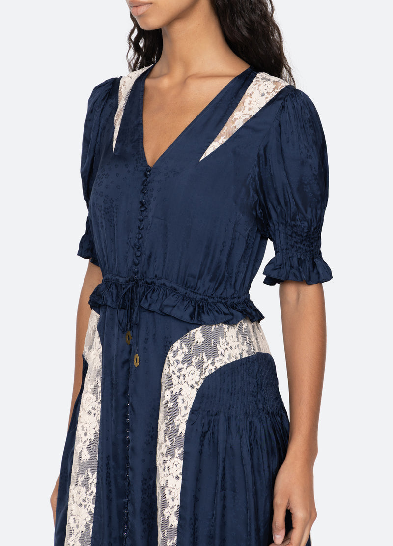 navy-ethel midi dress-detail view - 6
