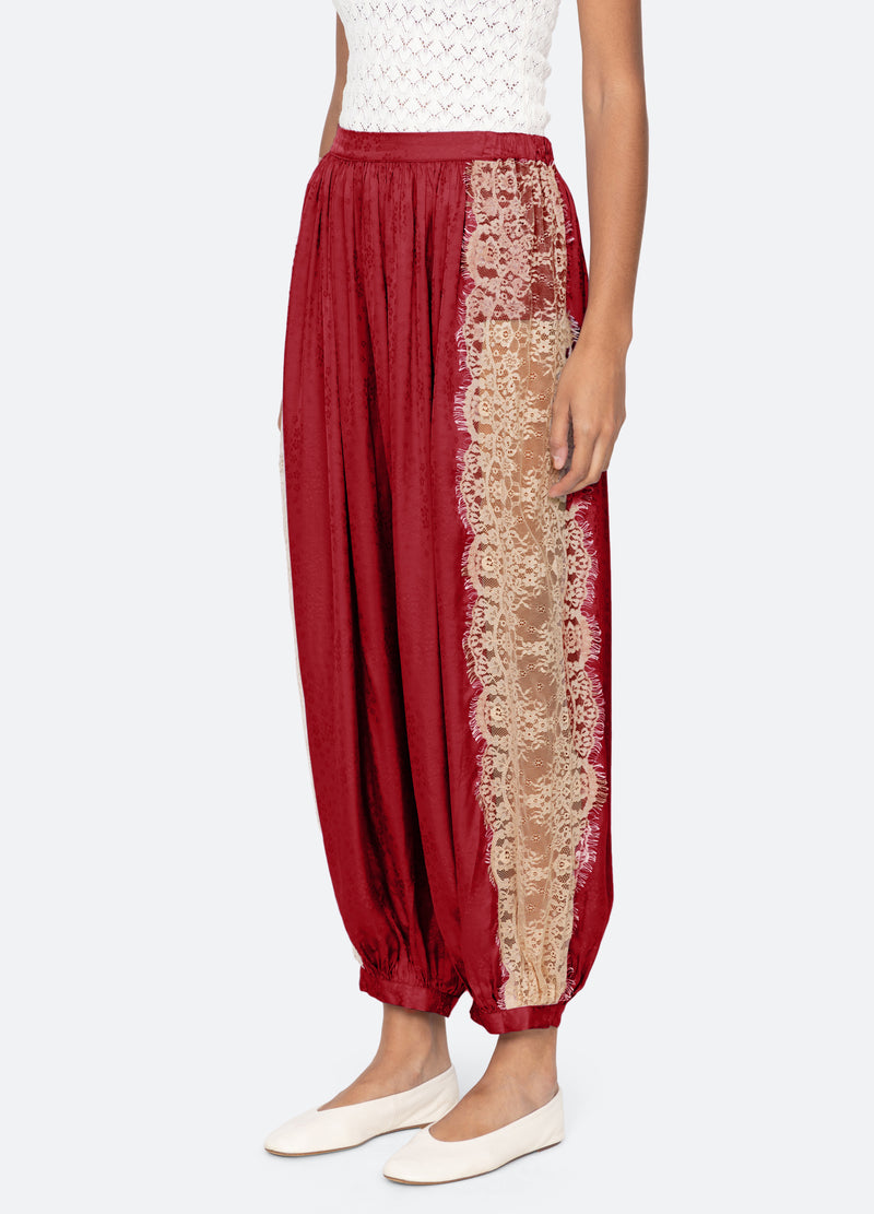 burgundy-ethel bloomer pants-three quarter view - 5