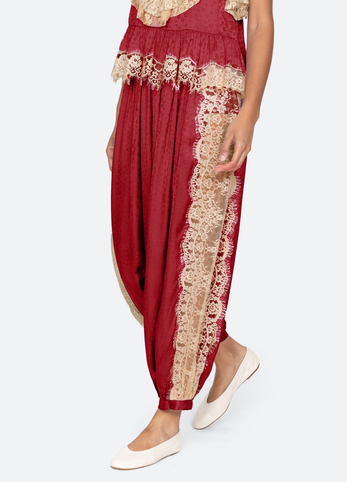 burgundy-ethel bloomer pants-walking view - 6