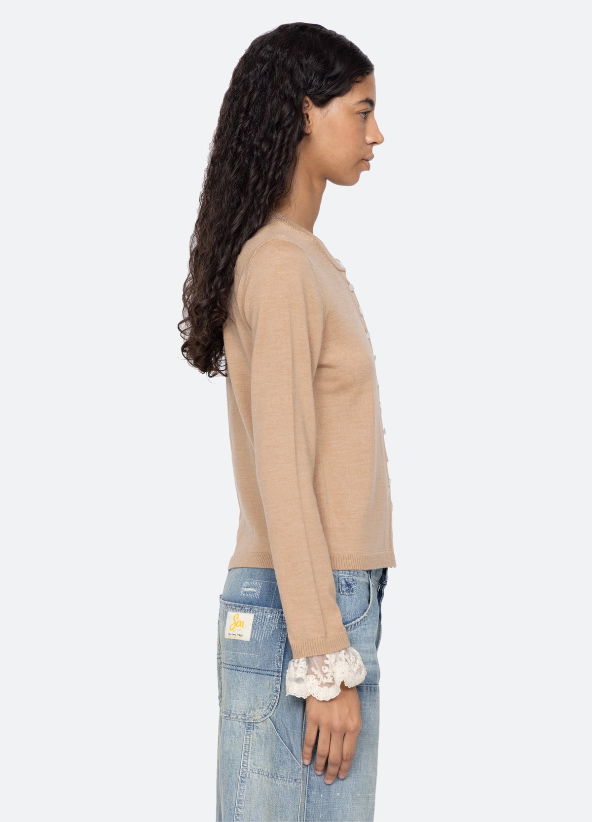 camel-diane cardigan-side view - 3