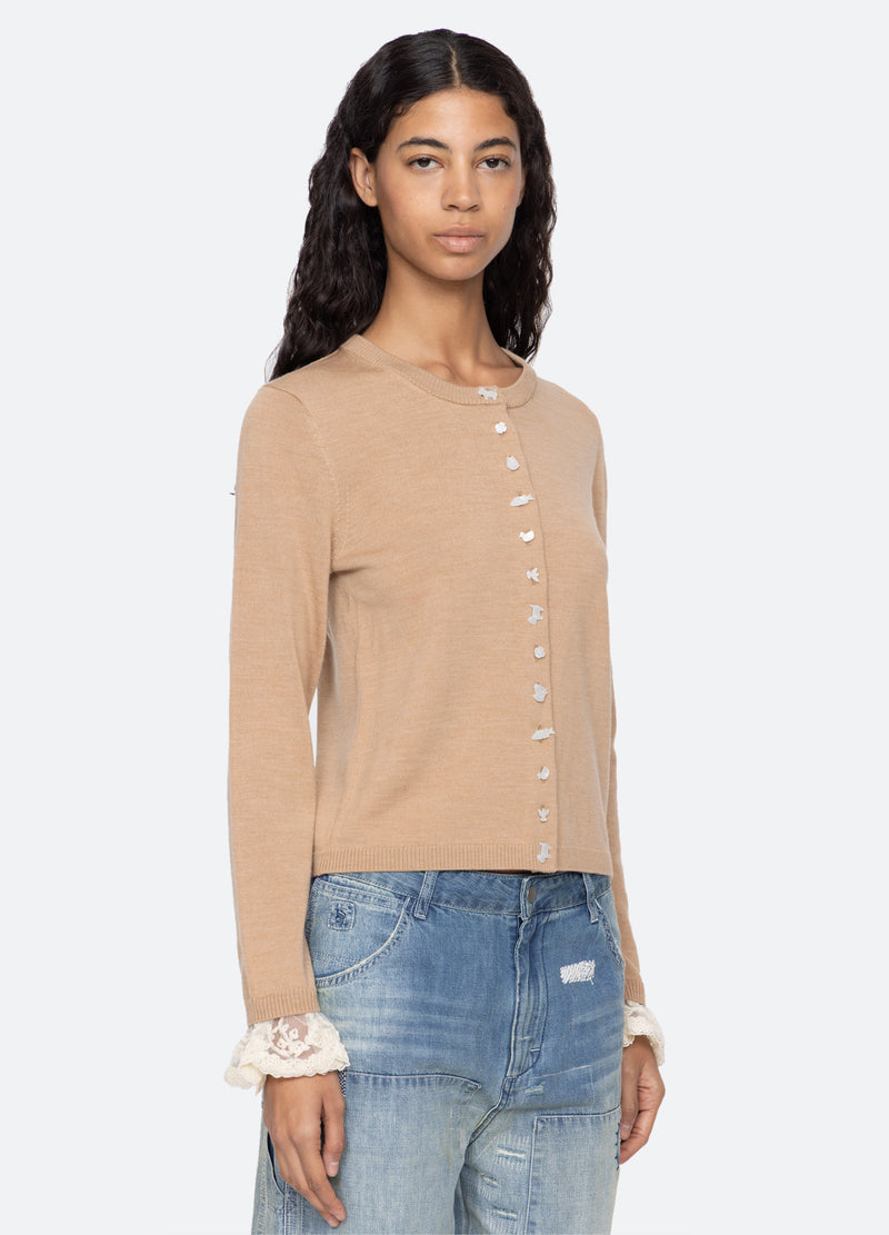 camel-diane cardigan-three quarter view - 4