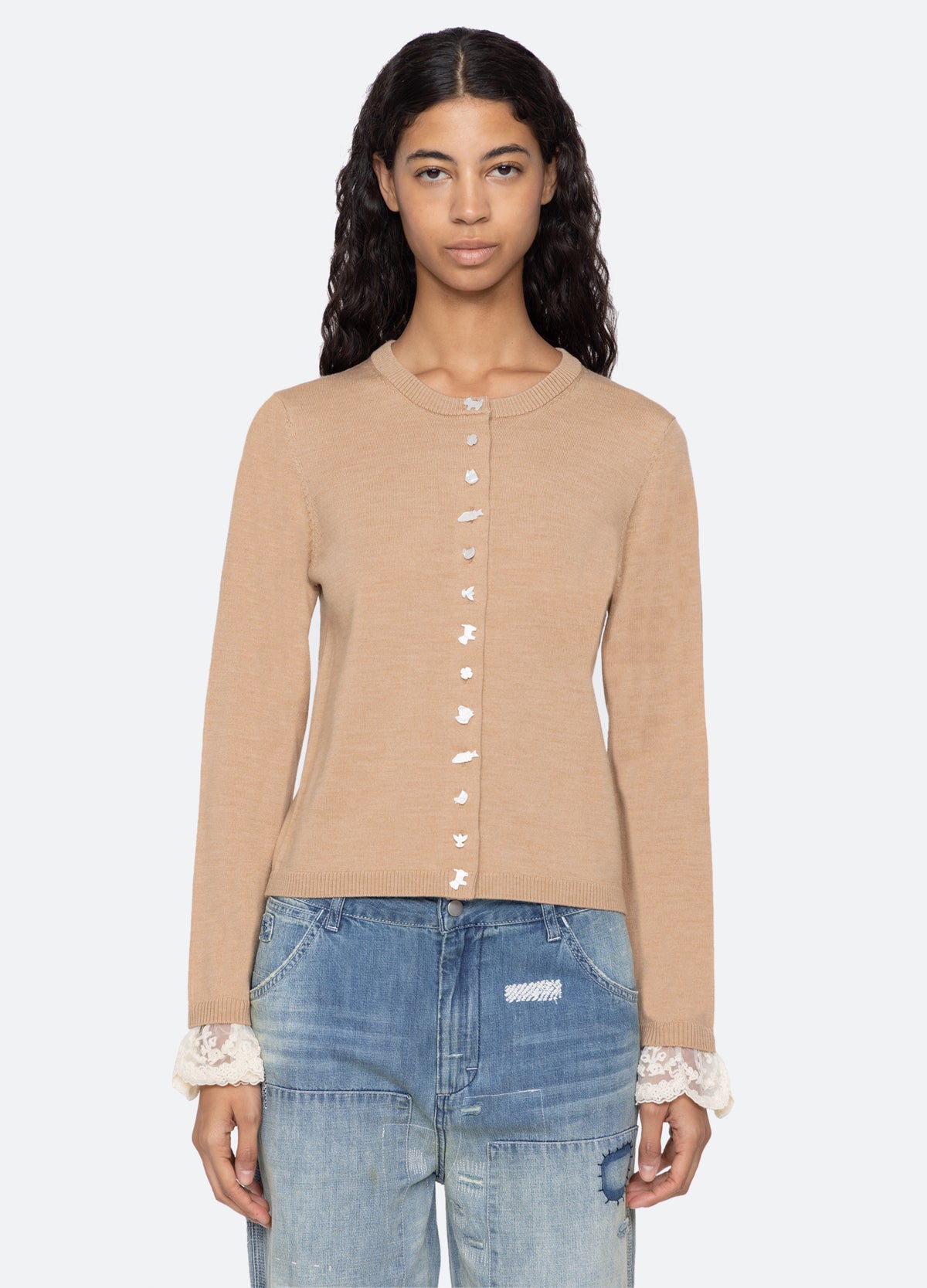 camel-diane cardigan-front view 2 - 5