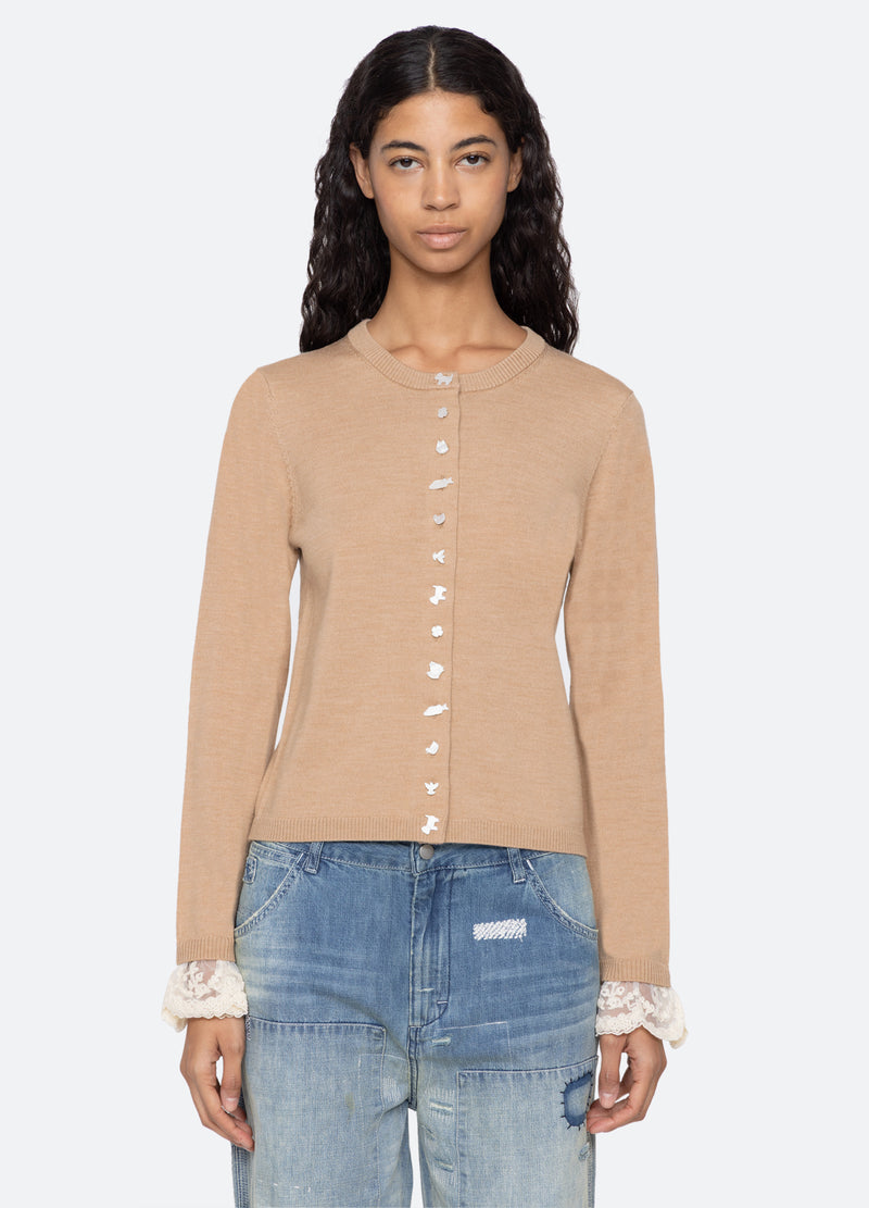 camel-diane cardigan-front view 2 - 5