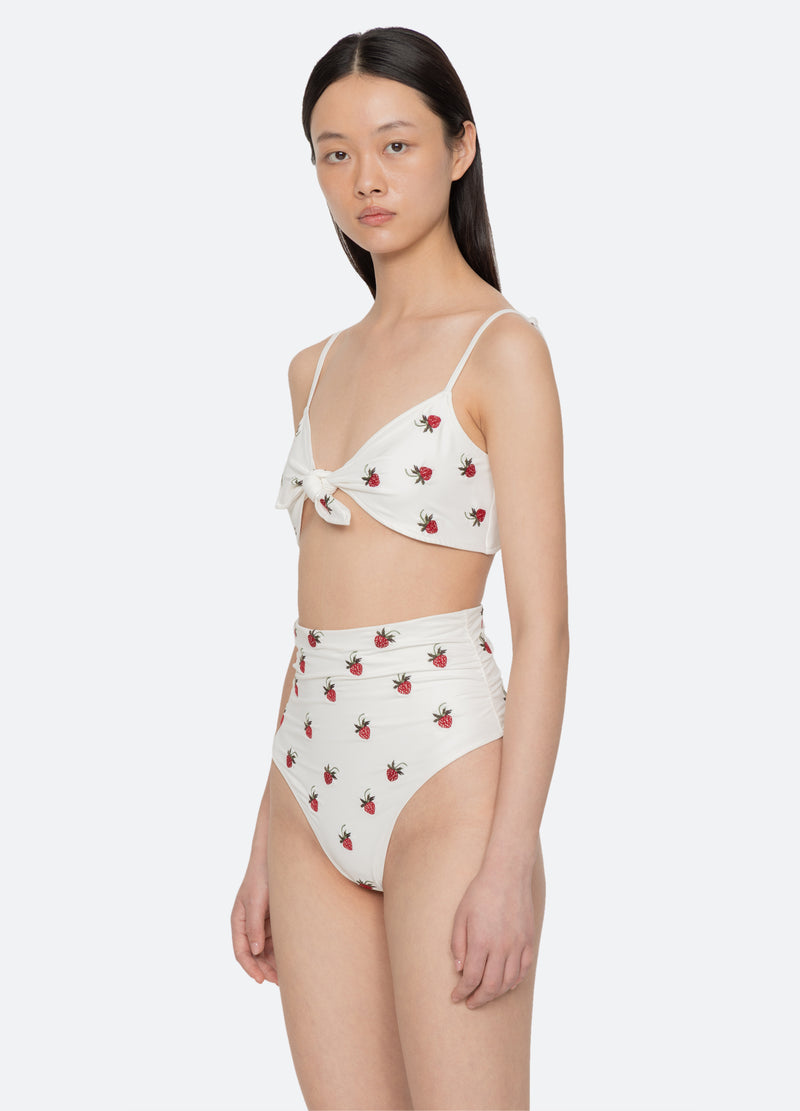 cream-bindi bikini top-three quarter view - 4