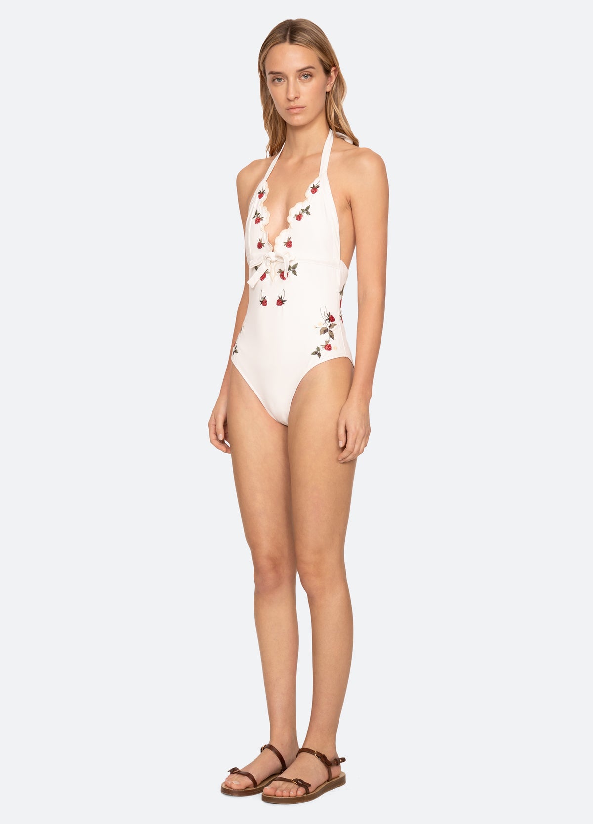 cream-bindi one piece-three quarter view - 5