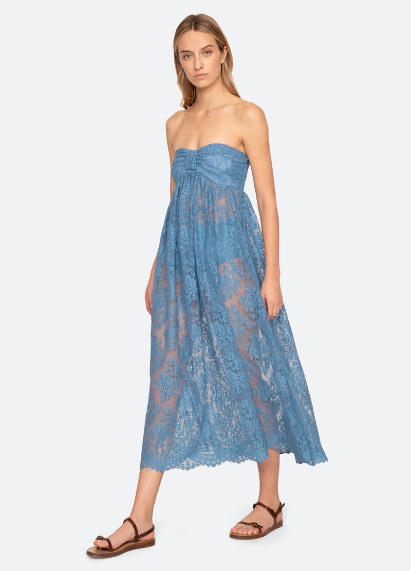 blue-carmella lace dress-front view - 1