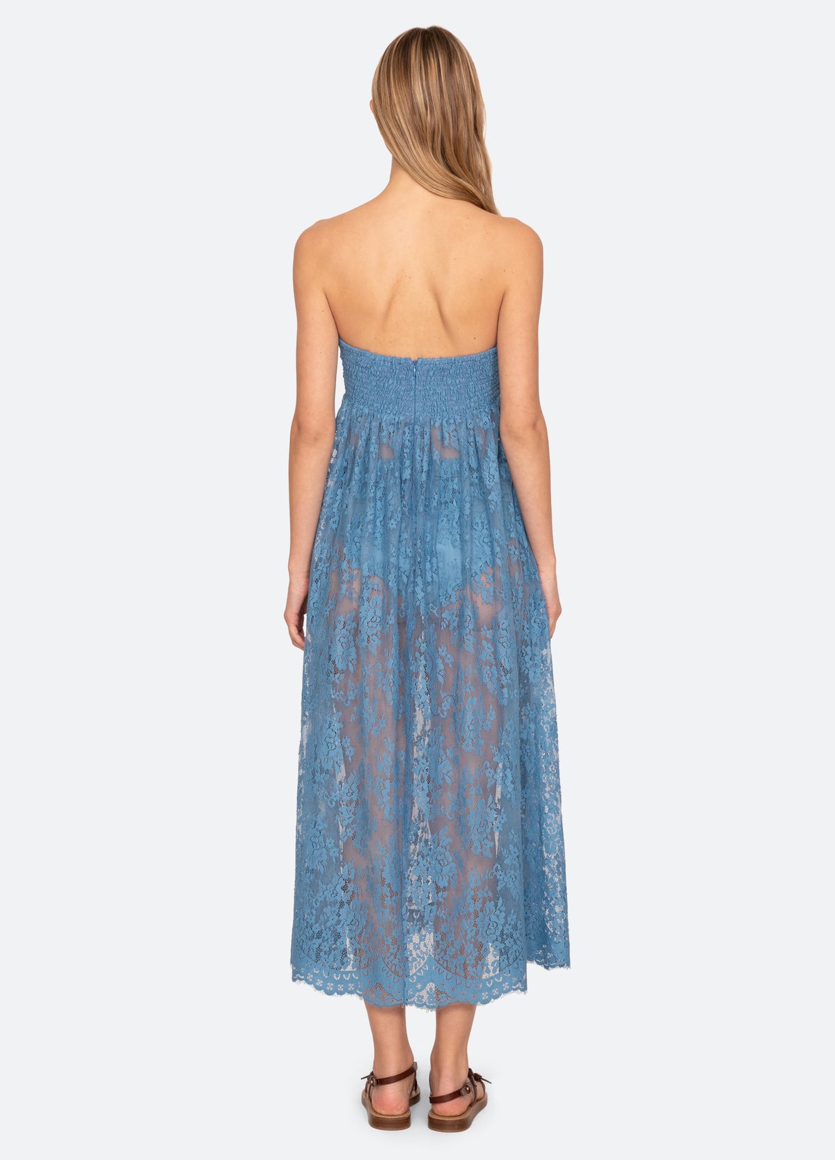blue-carmella lace dress-back view - 2