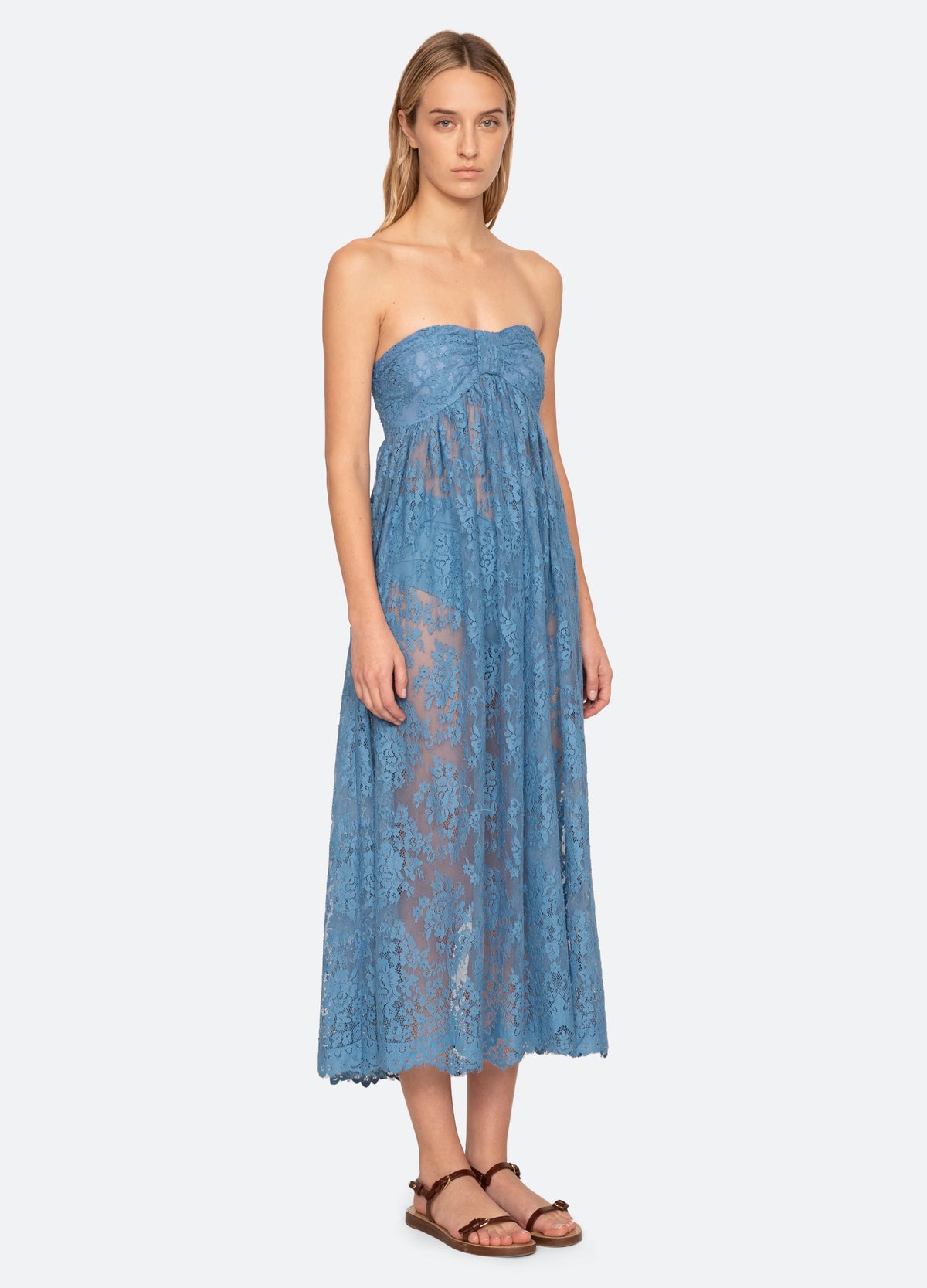 blue-carmella lace dress-three quarter view - 4
