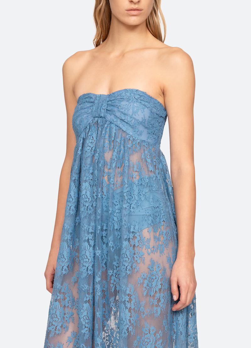 blue-carmella lace dress-detail view - 6