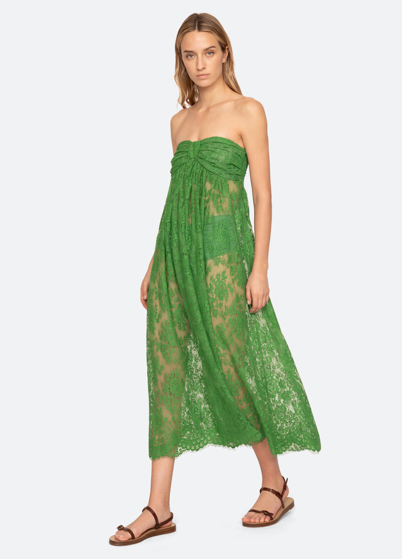 green-carmella lace dress-walking view - 8