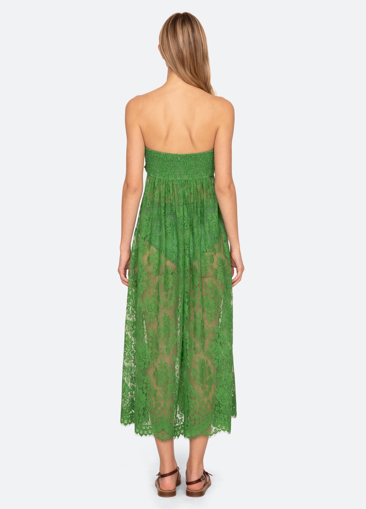 green-carmella lace dress-back view - 9