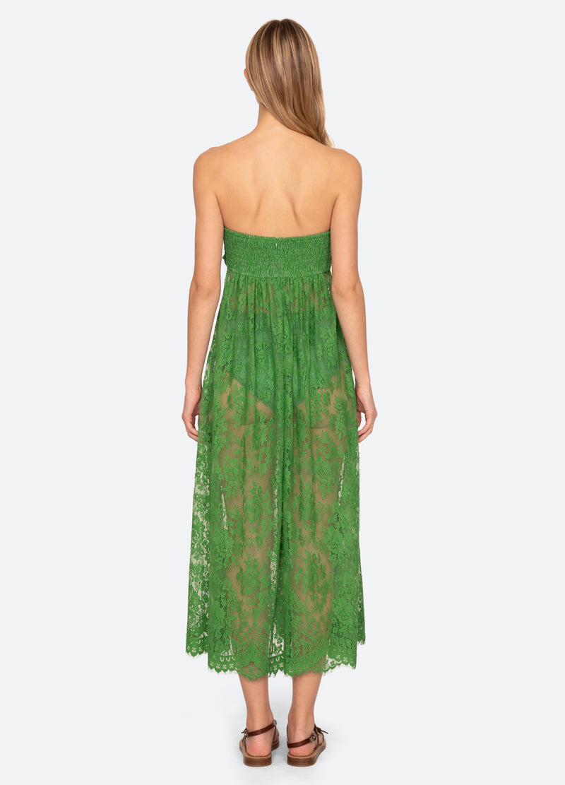 green-carmella lace dress-back view - 9