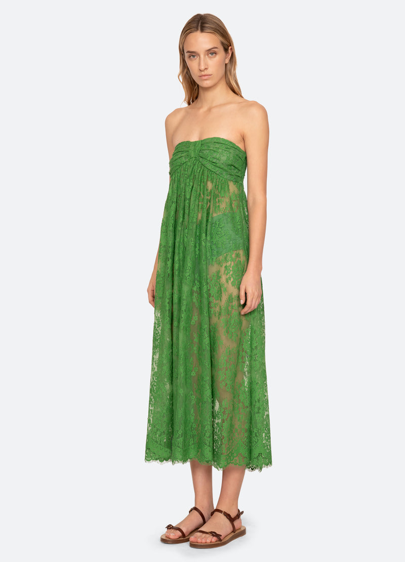 green-carmella lace dress-three quarter view - 11