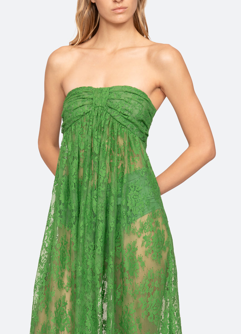 green-carmella lace dress-detail view - 13