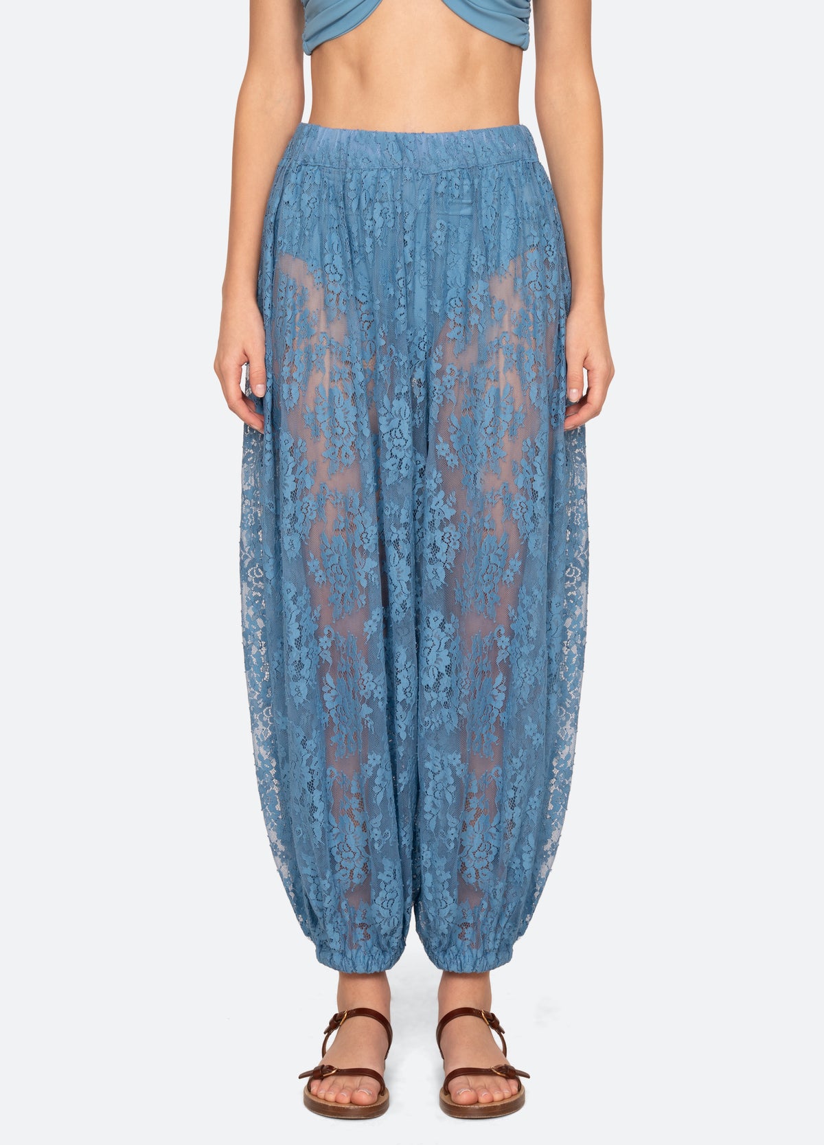blue-carmella pants-front view - 2