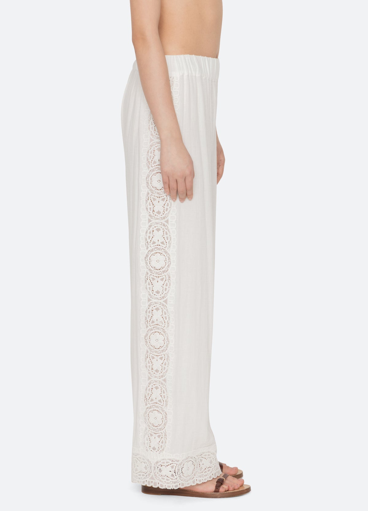 cream-gardener coverup pants-side view - 3